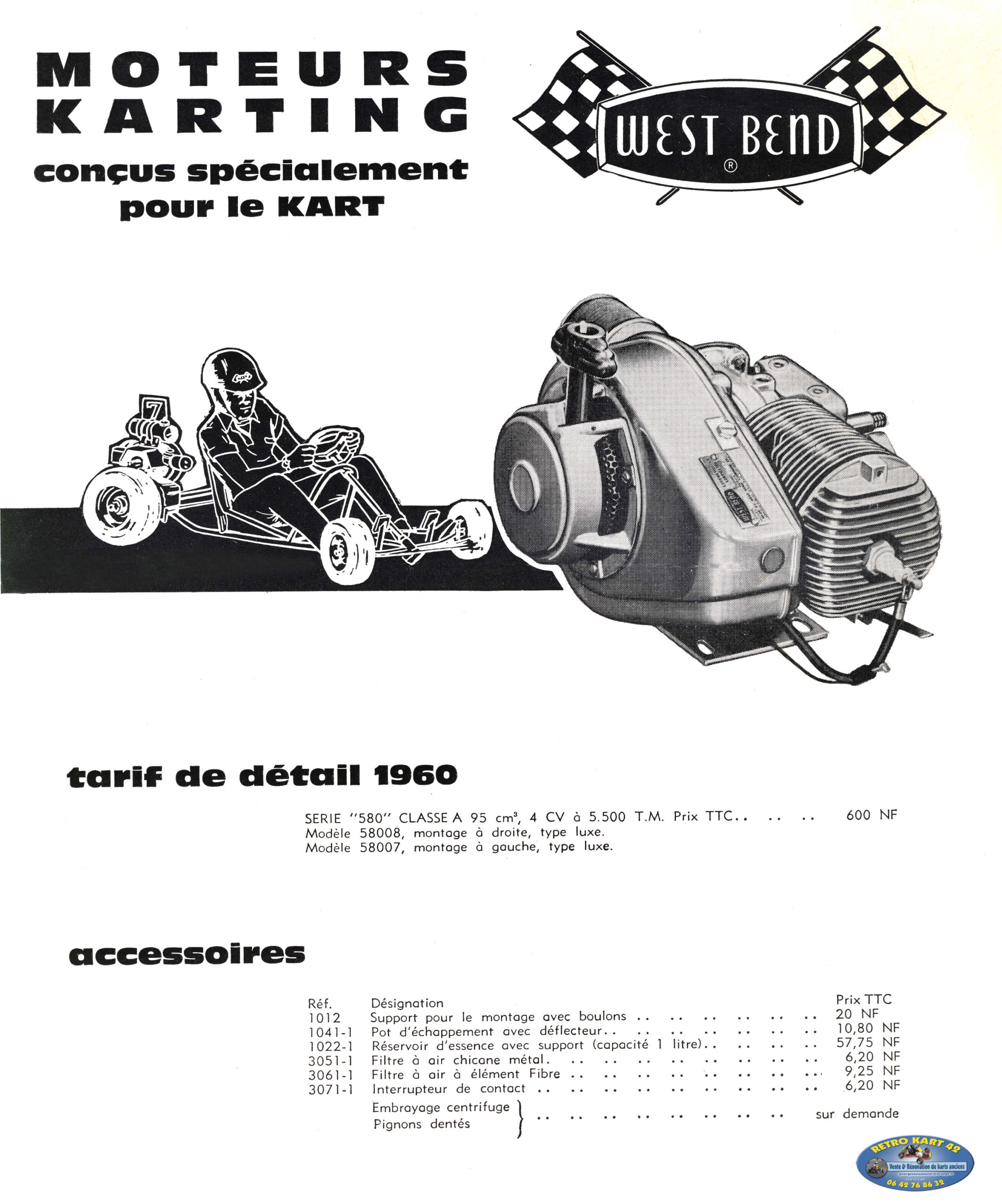 moteur, west bend, 1960, bi-vap, zurcher, mono-vap, saetta, rush-kart, prado-marlotte, robro-marlotte